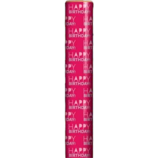 Picture of HAPPY BIRTHDAY PINK WRAPPING ROLL 70CM X 3 METERS